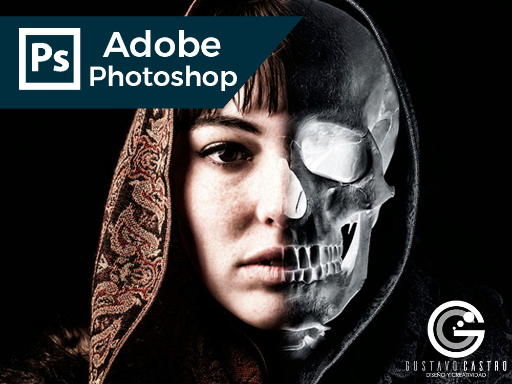 Retrato radiografía rayos X en Photoshop