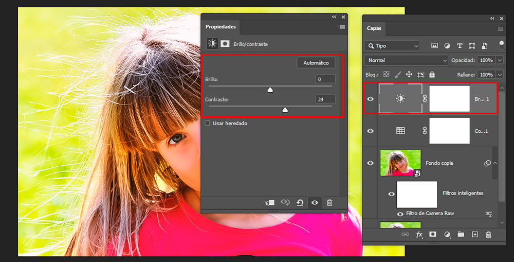 Efecto Oil Paint. Brillo y contraste